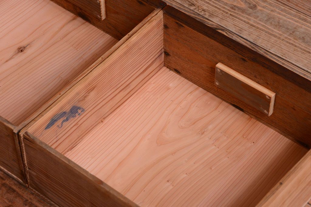 アンティーク家具　和製アンティーク　前面欅材!上質な大正期の古い重ね食器棚(カップボード)