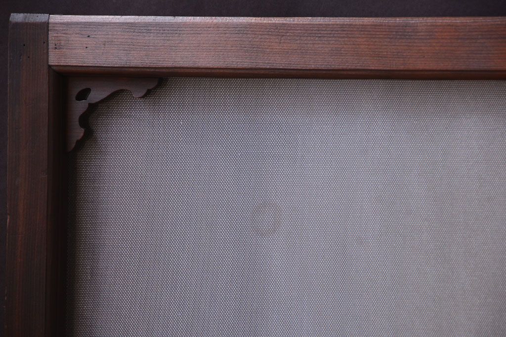 大正ロマン　上品なレトロガラス入りの木製明り取り
