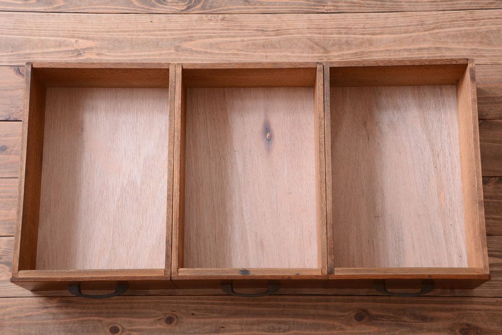 レトロ家具　昭和レトロ　古い木製のシンプルなアンティーク片袖机(2)