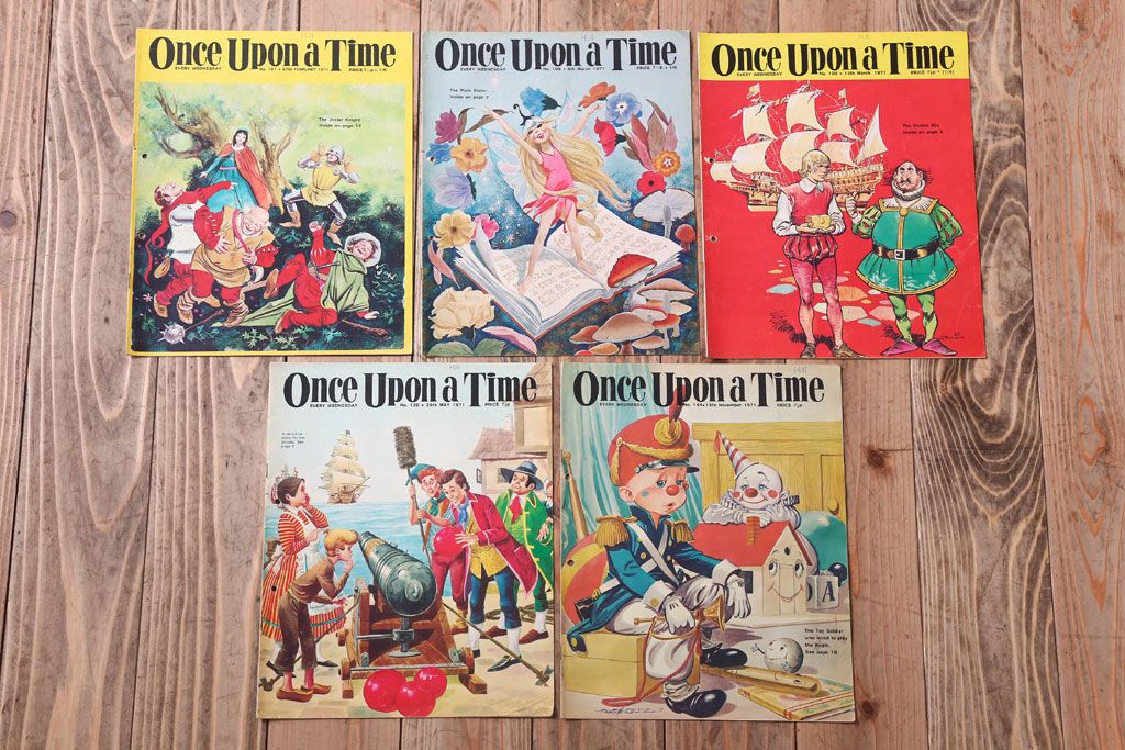 アンティーク雑貨　イギリスビンテージ　1971年　Once Upon a Time 児童絵本(雑誌)5冊セット
