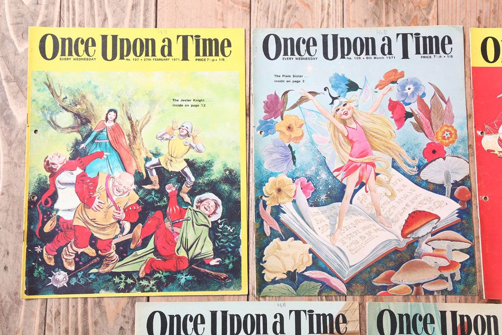 アンティーク雑貨　イギリスビンテージ　1971年　Once Upon a Time 児童絵本(雑誌)5冊セット