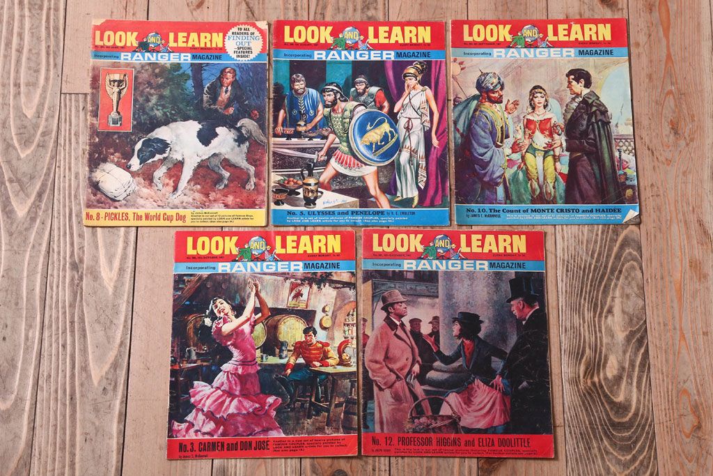 アンティーク雑貨　イギリスビンテージ　1967年　LOOK AND LEARN 児童雑誌(コミック)5冊セット(2)