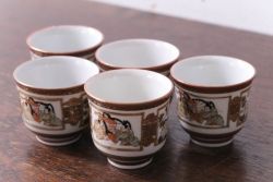 江戸期　伊万里　染付　線描　花唐草　松竹梅文　約10cm　3.2寸　一筆一筆丁寧な職人の絵付けが見事な小皿5枚セット(和皿、和食器、三寸二分)(R-073122)