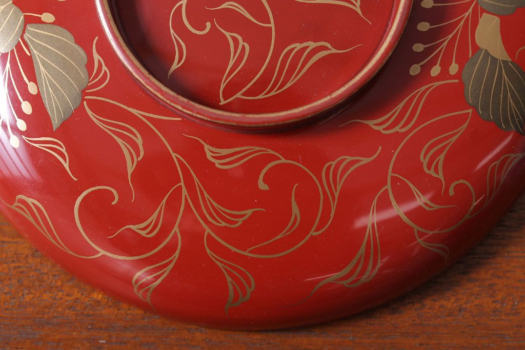アンティーク雑貨　和製アンティーク　昭和十四年　輪島朱塗　桐蒔絵の木製椀9客