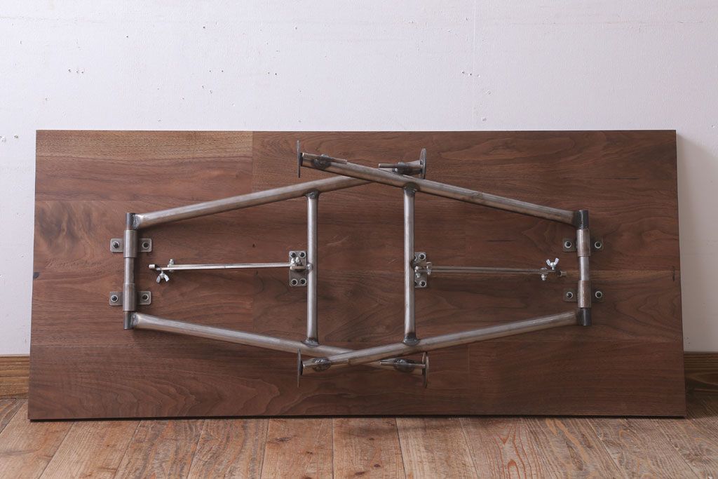 ラフジュオリジナル　高さ調節可能!鉄脚折りたたみテーブル(作業台)(1)