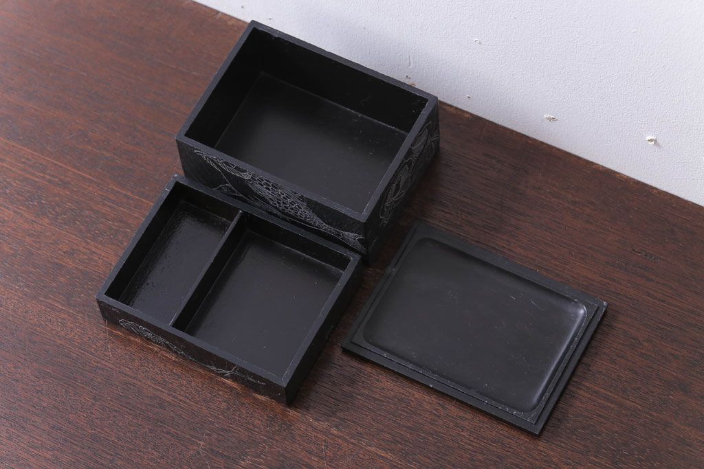 アンティーク雑貨 古民具・骨董 玉杢製箱付き!古い石製の彫刻