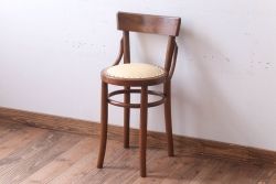 レトロ家具　アンティーク　本革座面のレトロなベントウッドチェア(椅子)