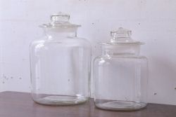アンティーク雑貨　昭和レトロ　ガラス蓋のガラス瓶2個セット