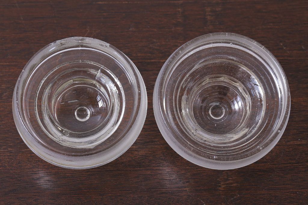 アンティーク雑貨　昭和レトロ　ガラス蓋のガラス瓶2個セット