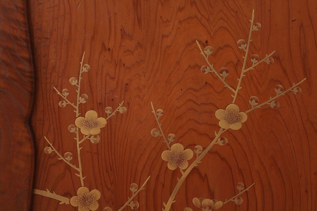 アンティーク家具　和製アンティーク　高級杉材!蒔絵が美しい茶棚(茶箪笥・飾り棚)