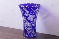 アンティーク雑貨　ビンテージ　ドイツ SACHSEN(ザクセン)　クリスタル花瓶(フラワーベース)