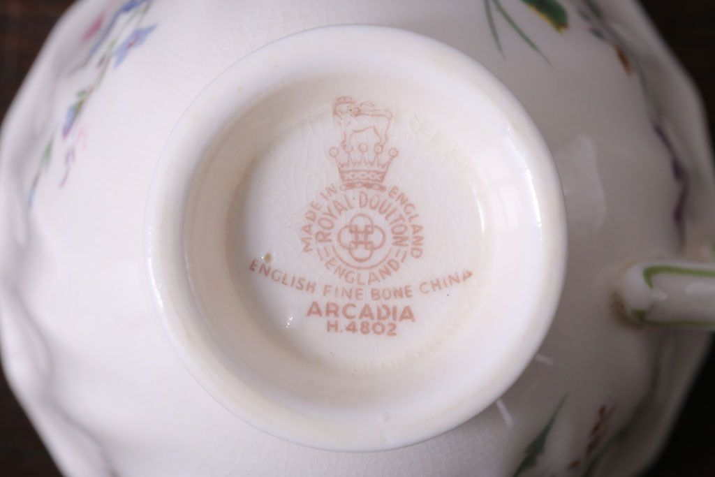 中古 イギリス ROYAL DOULTON(ロイヤルドルトン)　アルカディア　デミタスカップ&ソーサー3客(洋食器)