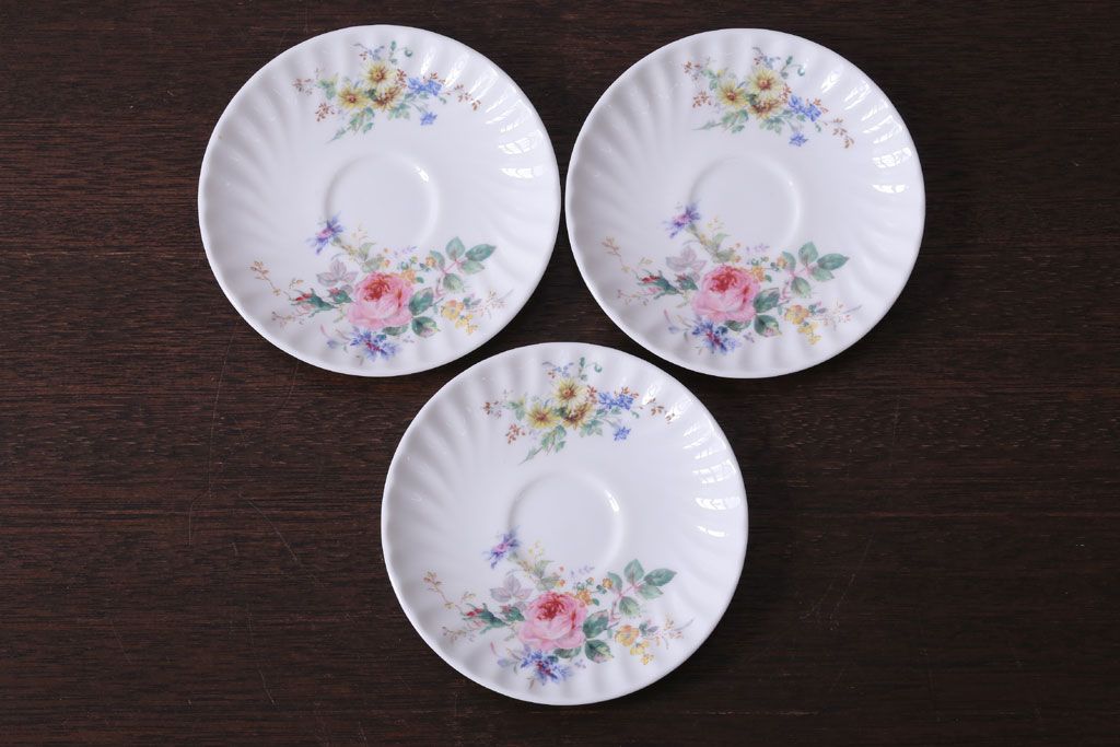 中古 イギリス ROYAL DOULTON(ロイヤルドルトン)　アルカディア　デミタスカップ&ソーサー3客(洋食器)