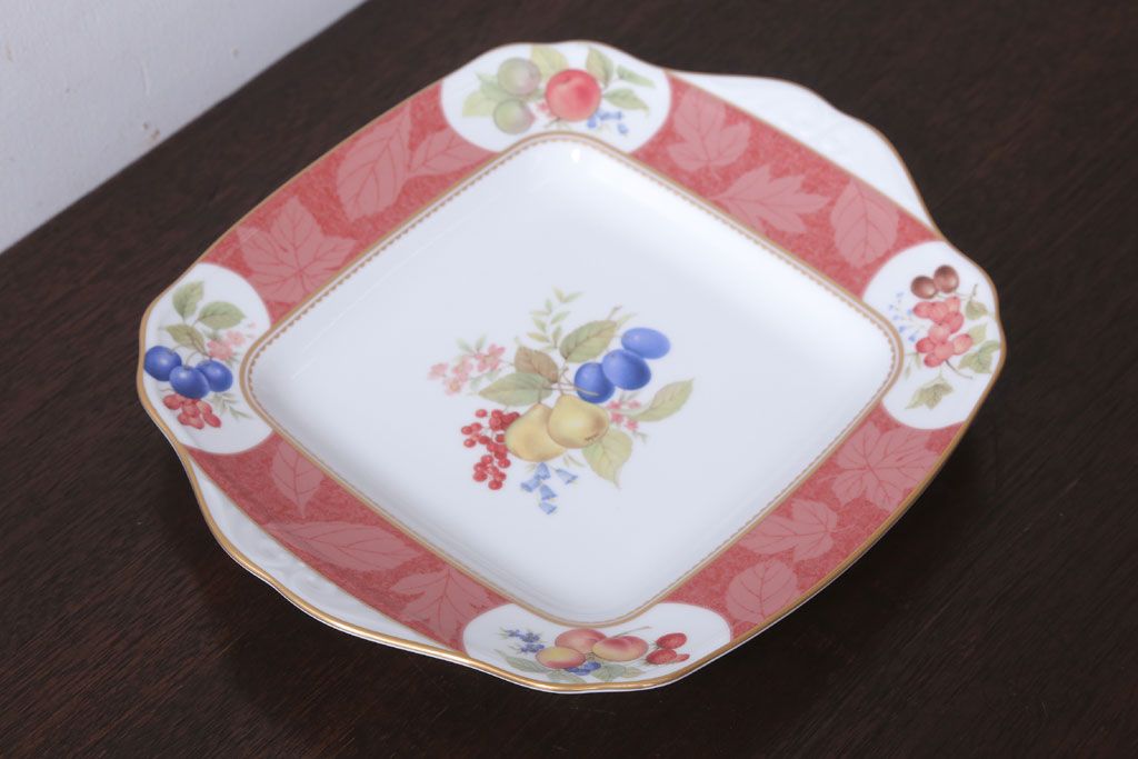アンティーク雑貨 中古 ノリタケ(Noritake) フルーツモノグラム スクエアプレート(角皿・大皿)(洋食器) | ラフジュ工房