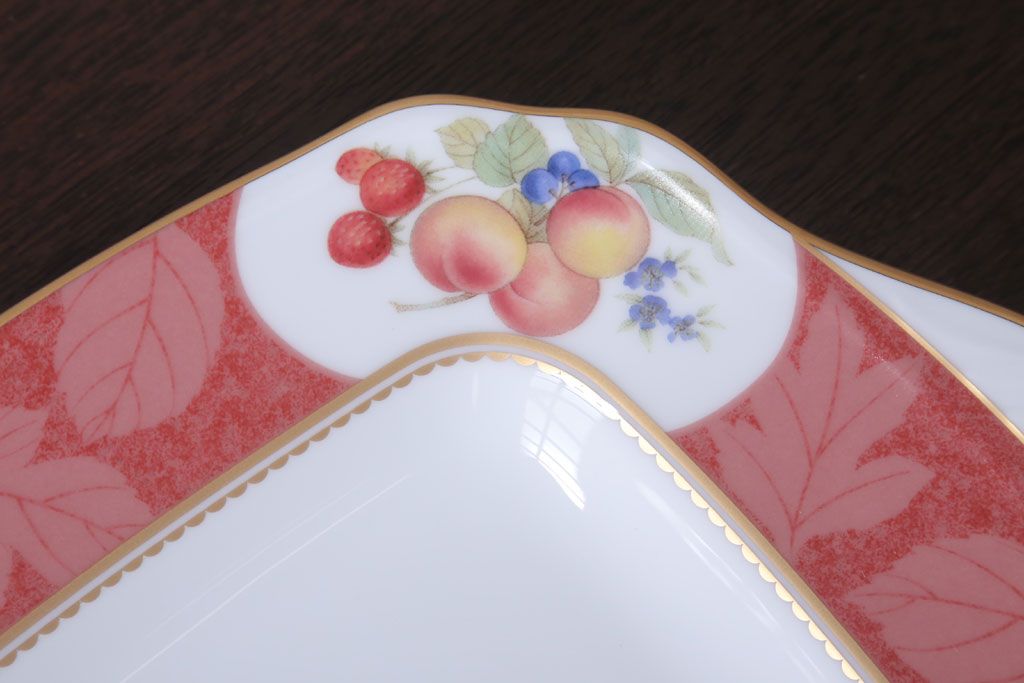 アンティーク雑貨 中古 ノリタケ(Noritake) フルーツモノグラム スクエアプレート(角皿・大皿)(洋食器) | ラフジュ工房
