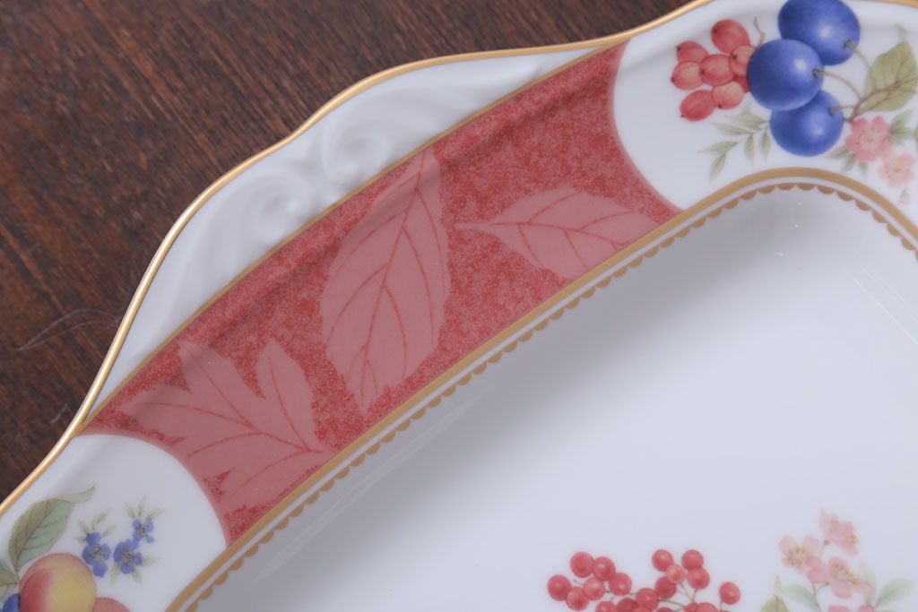 アンティーク雑貨 中古 ノリタケ(Noritake) フルーツモノグラム スクエアプレート(角皿・大皿)(洋食器) | ラフジュ工房