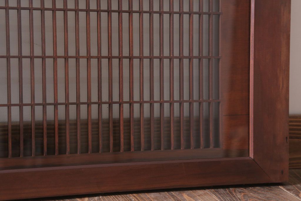 古民具・骨董　松に鷹　古い木のガラス書院欄間(明かり取り)