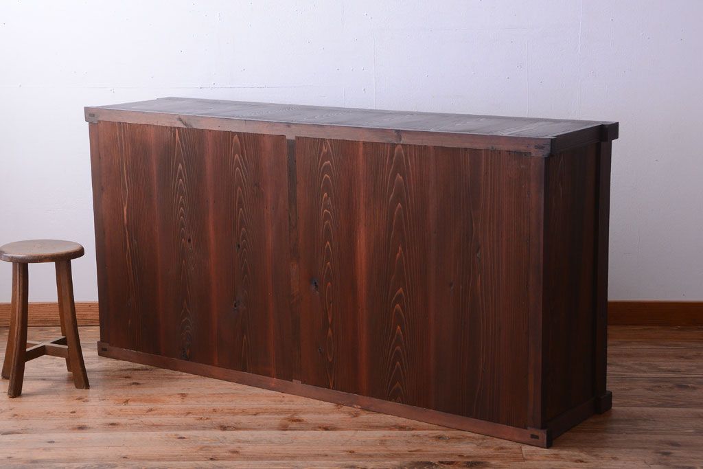 アンティーク家具　古民具・骨董　明治期　和モダンスタイル!収納箪笥ローボード(水屋箪笥、テレビ台、キャビネット、収納棚)(2)