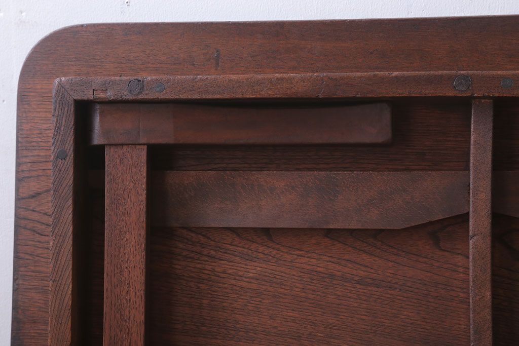 アンティーク家具　和製アンティーク　栓材製の小さな角ちゃぶ台(2)
