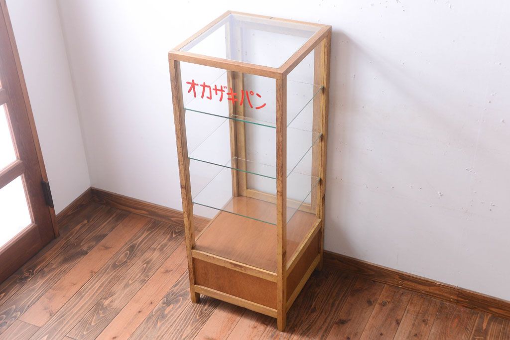 レトロ家具　昭和レトロ　オカザキパン　脚付き!古い縦型ガラスケース