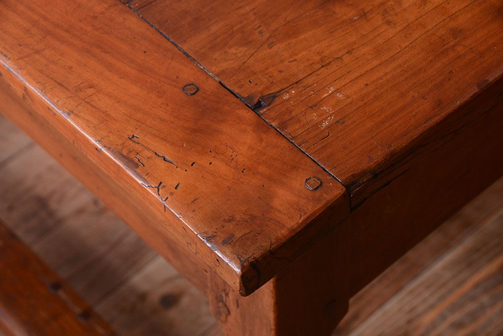 ヴィンテージ家具　海外ビンテージ　ジャンク品　チーク古材製の特大作業台(ダイニングテーブル)