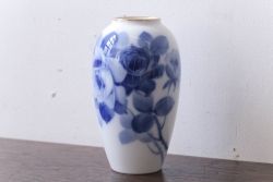 アンティーク雑貨　中古　大倉陶園(おおくらとうえん)　ブルーローズ　15cm　花器