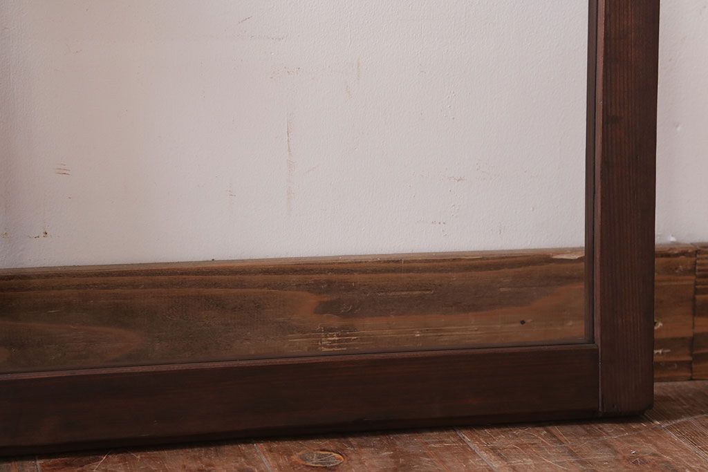 アンティーク　クリアガラス入り!レトロな古い木味の引き戸2枚セット(窓)