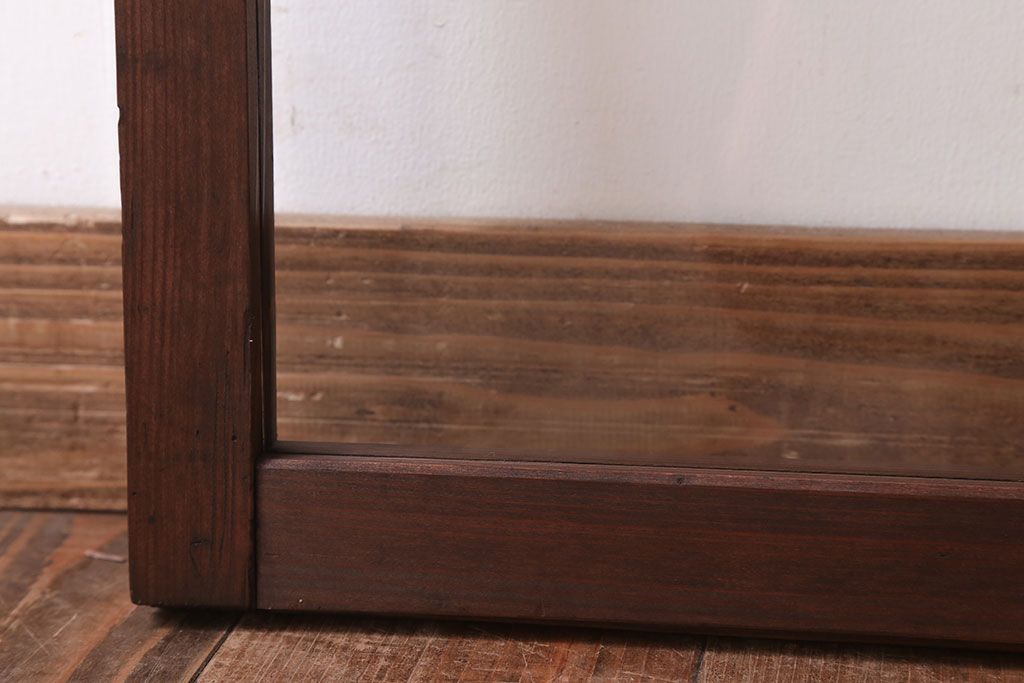 アンティーク　クリアガラス入り!レトロな古い木味の引き戸2枚セット(窓)