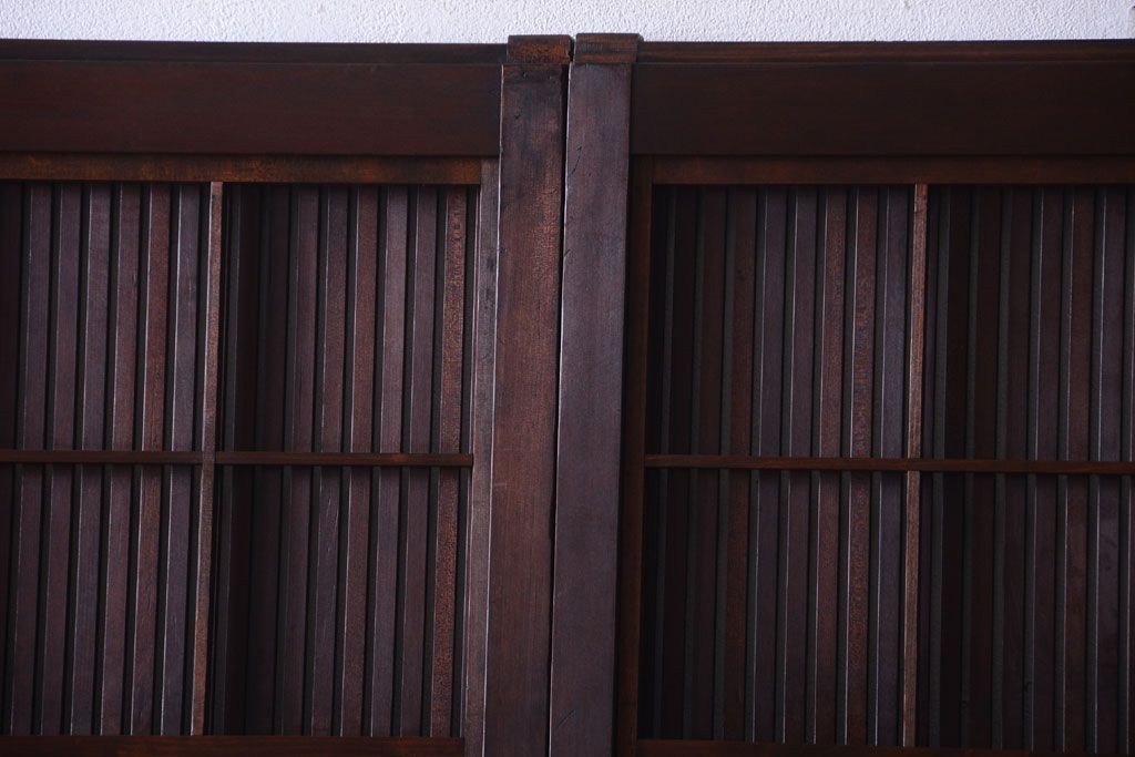 古民具・骨董　裏障子付き!上質なアンティーク格子戸2枚セット(2)