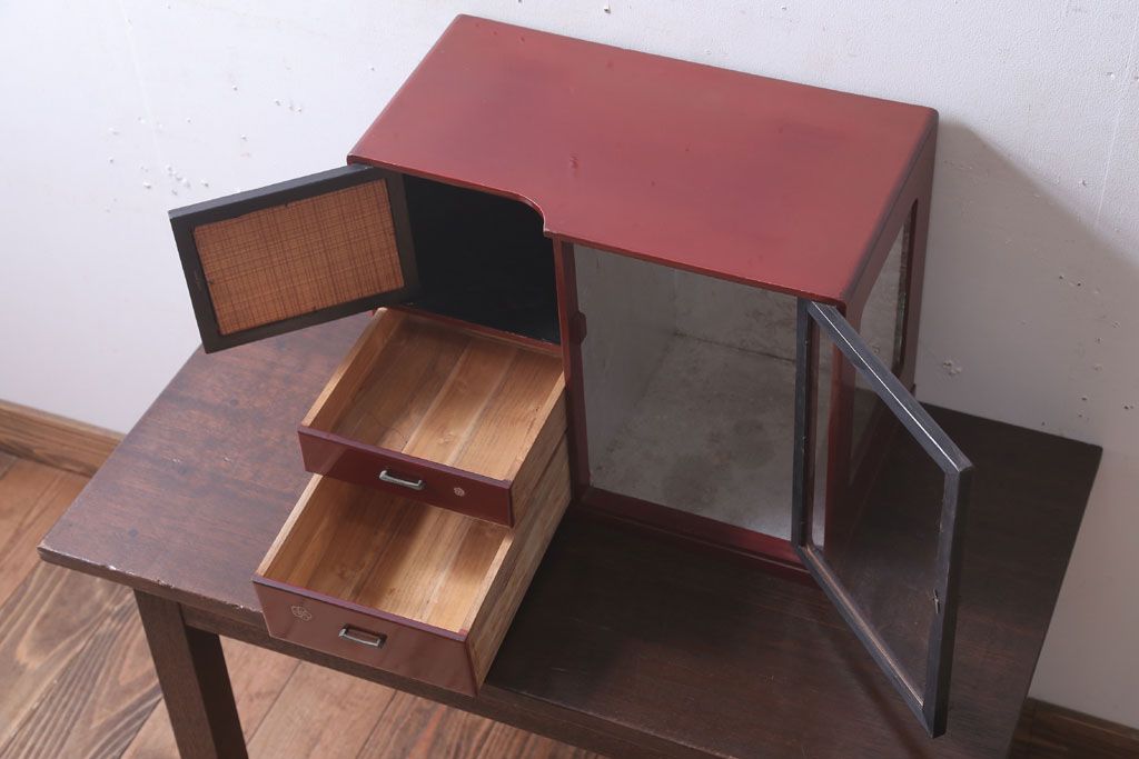 レトロ家具　昭和レトロ　ショーケース付き!小さな収納棚