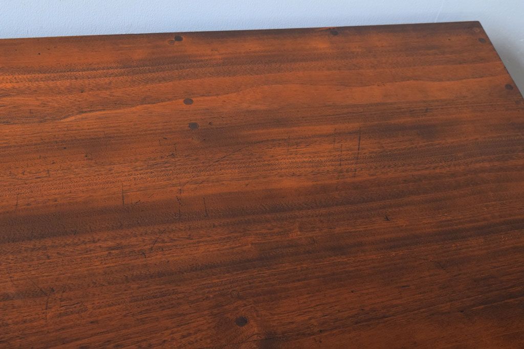 レトロ家具　昭和レトロ　古い木製のシンプルなアンティーク文机(片袖机)
