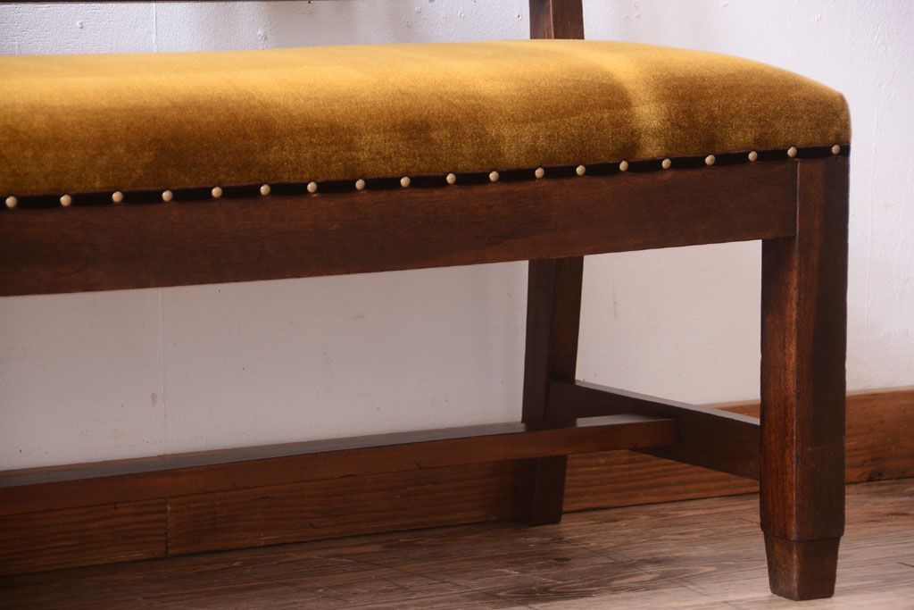 アンティーク家具　和製アンティーク　古いナラ材のベンチ(長椅子・ソファ)