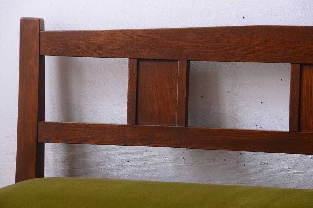レトロ家具　昭和レトロ　古い木製のアンティークソファベンチ