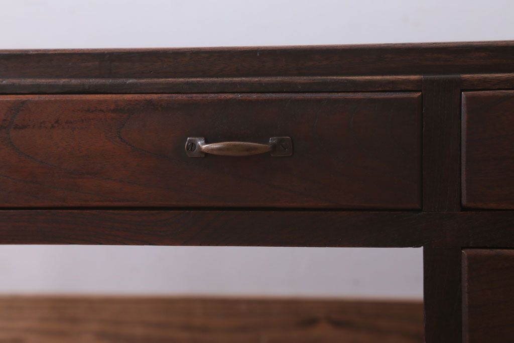 レトロ家具　昭和レトロ　古い欅材の片袖文机