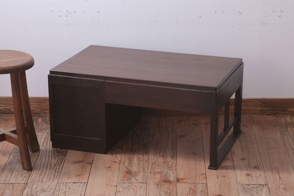 レトロ家具　昭和レトロ　古い欅材の片袖文机