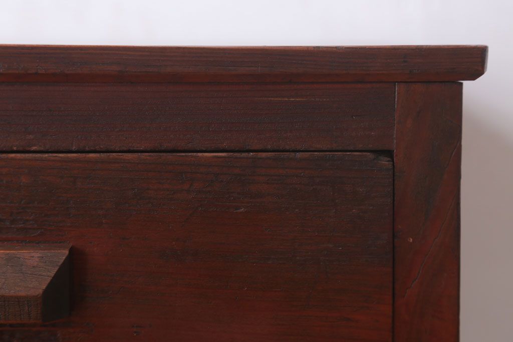 レトロ家具　昭和レトロ　棚・引き出し付き!古い木製の平机(デスク・作業台)