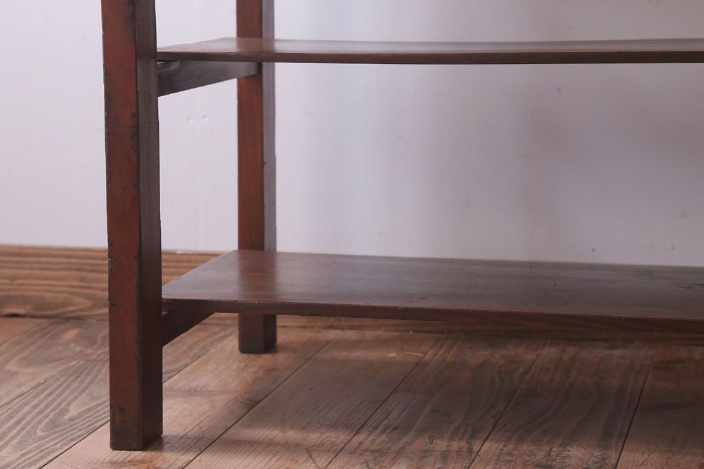 レトロ家具　昭和レトロ　棚・引き出し付き!古い木製の平机(デスク・作業台)