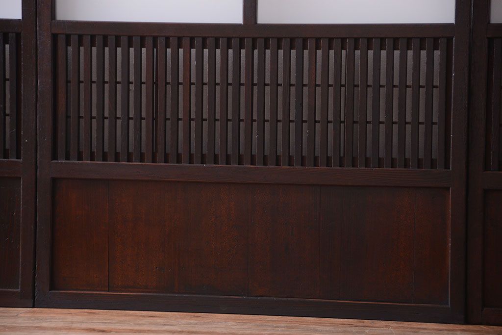 古民具・骨董　裏障子付き!すりガラス帯のアンティーク格子戸