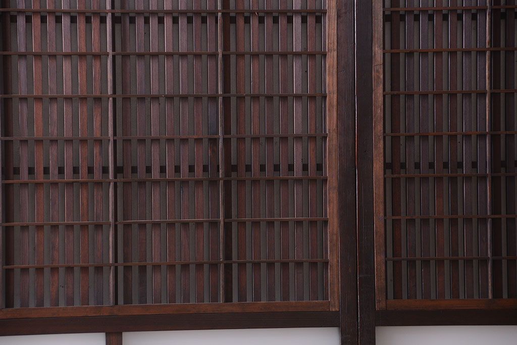 古民具・骨董　裏障子付き!すりガラス帯のアンティーク格子戸