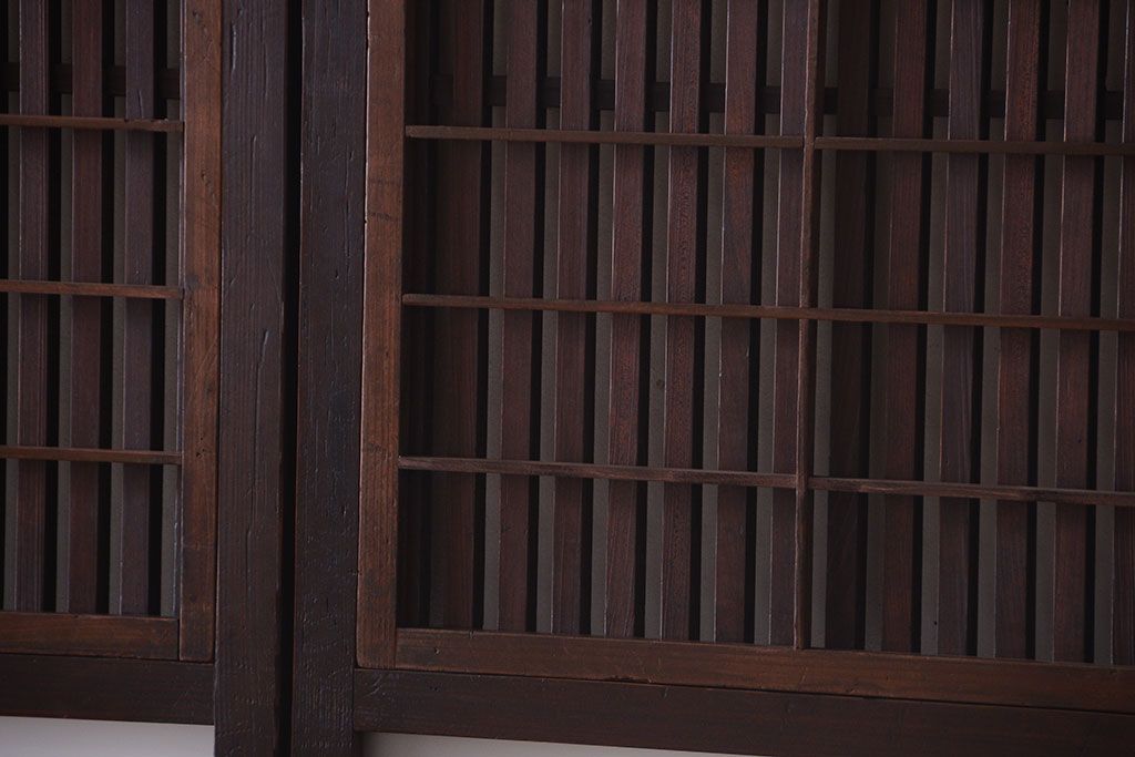 古民具・骨董　裏障子付き!すりガラス帯のアンティーク格子戸