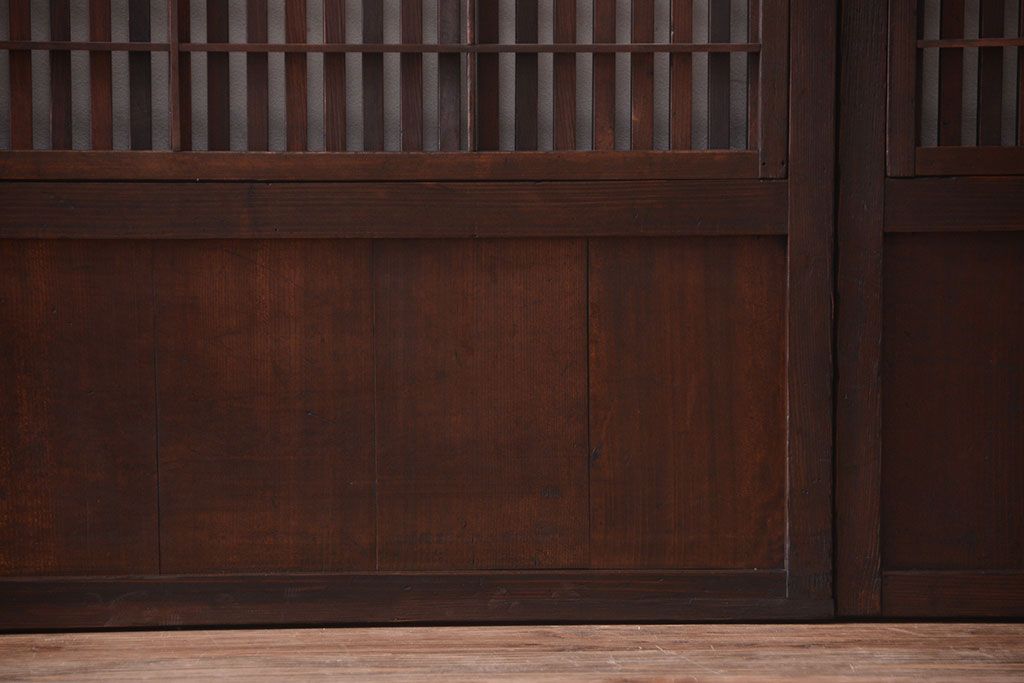 古民具・骨董　裏障子付き!すりガラス帯のアンティーク格子戸