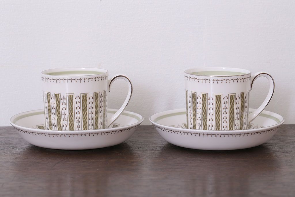 イギリスビンテージ　Susie Cooper(スージークーパー)　カップ&ソーサー2客セット(洋食器)