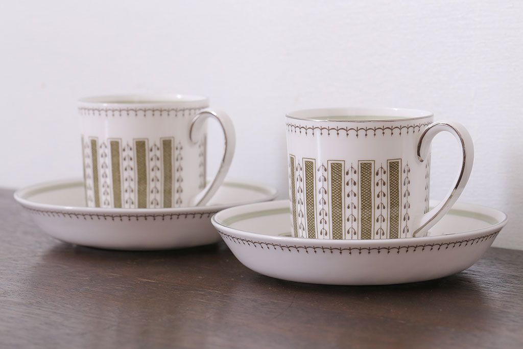 イギリスビンテージ　Susie Cooper(スージークーパー)　カップ&ソーサー2客セット(洋食器)