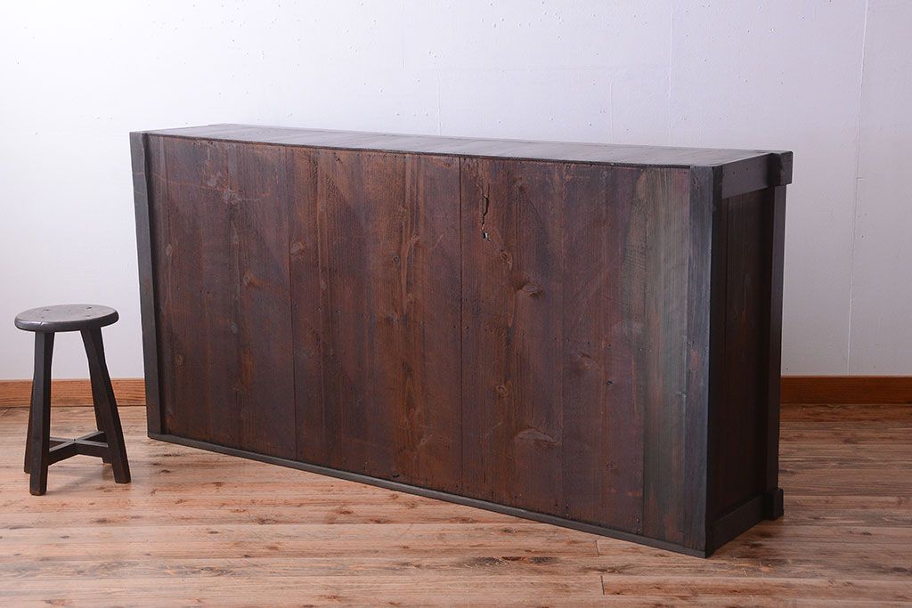 アンティーク家具　六尺　和製アンティーク　和モダンスタイル!ガラス戸水屋箪笥収納棚(サイドボード)