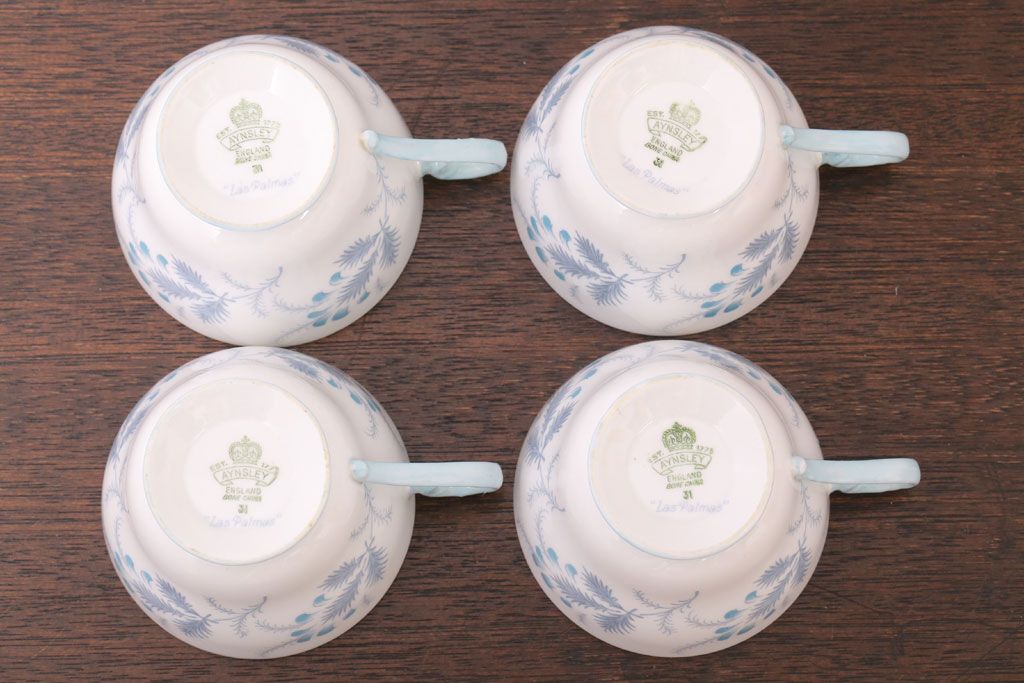 イギリスビンテージ　AYNSLEY(エインズレイ)　Las Palmas(ラス・パルマス)　トリオ4客セット(洋食器)(1)