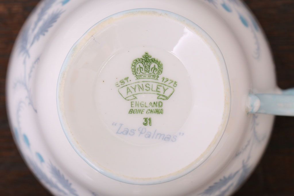 イギリスビンテージ　AYNSLEY(エインズレイ)　Las Palmas(ラス・パルマス)　トリオ4客セット(洋食器)(1)