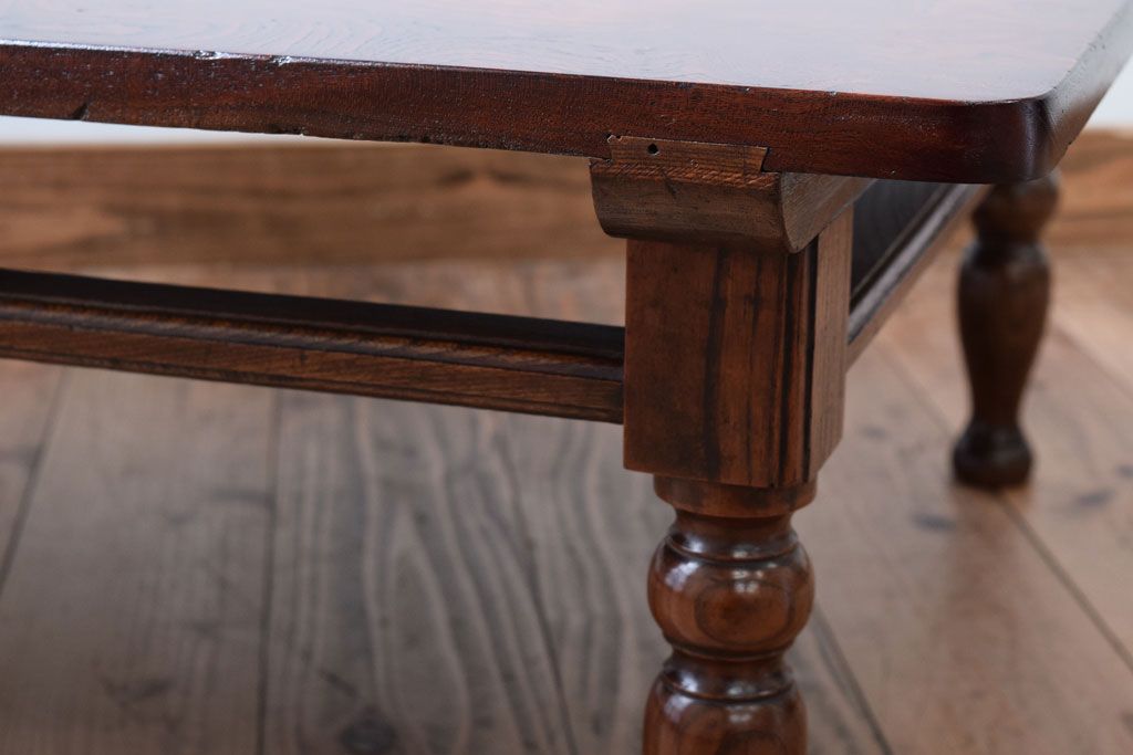 アンティーク家具　和製アンティーク　総欅材!天板の玉杢が美しい上質な座卓(テーブル・机)