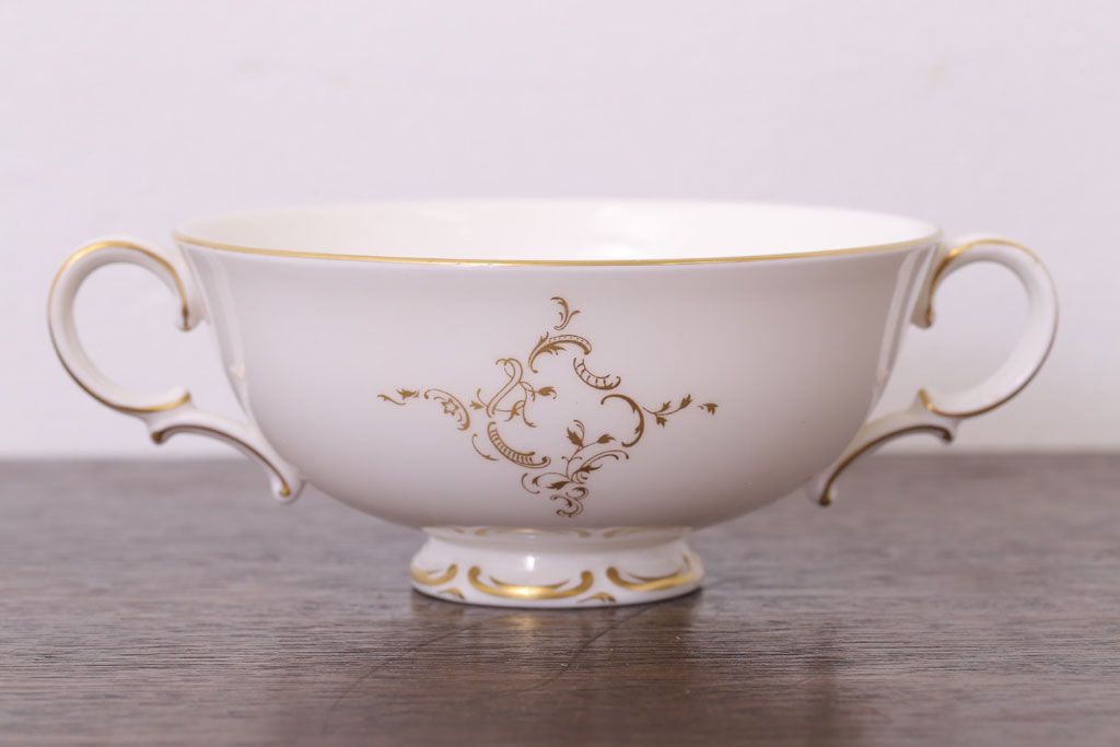 イギリスビンテージ　 ROYAL DOULTON(ロイヤルドルトン)　monteigne　スープカップトリオ4客セット(洋食器)