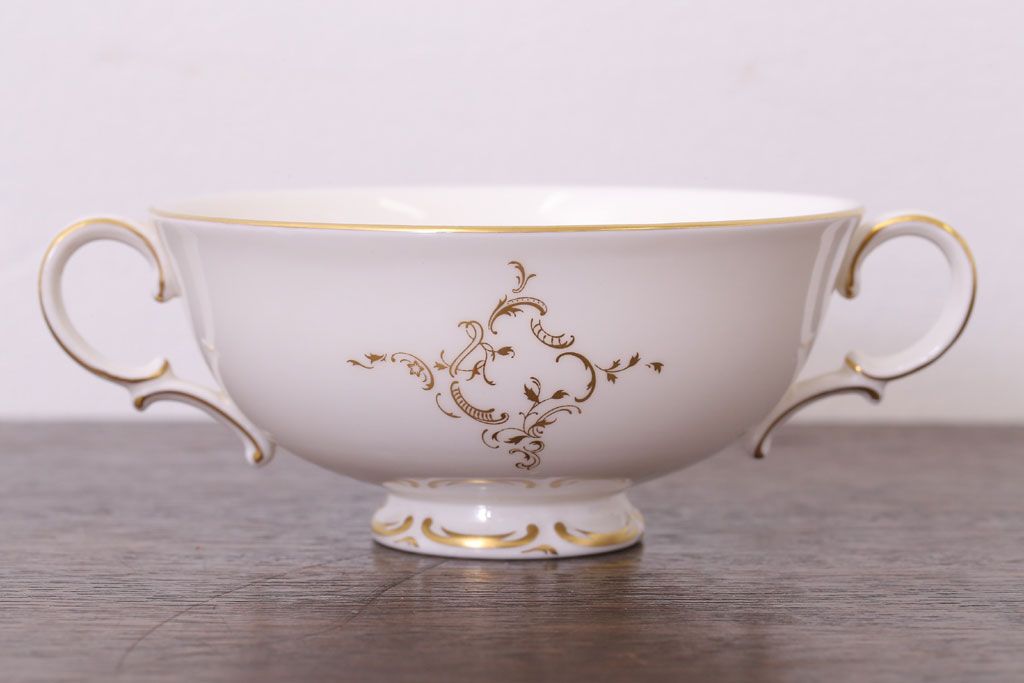 イギリスビンテージ　 ROYAL DOULTON(ロイヤルドルトン)　monteigne　スープカップトリオ4客セット(洋食器)