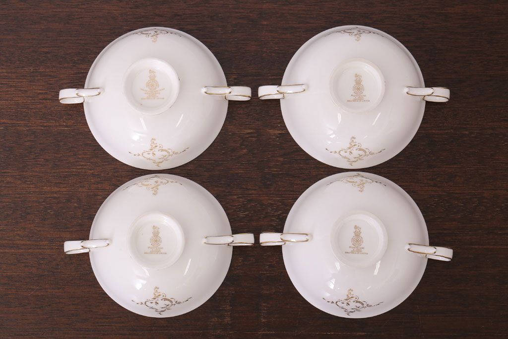 イギリスビンテージ　 ROYAL DOULTON(ロイヤルドルトン)　monteigne　スープカップトリオ4客セット(洋食器)